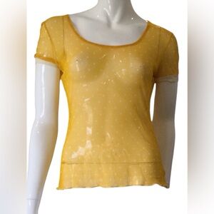 Dolce & Gabbana Underwear Yellow Mesh w/ White Polka Dot Sheer T shirt